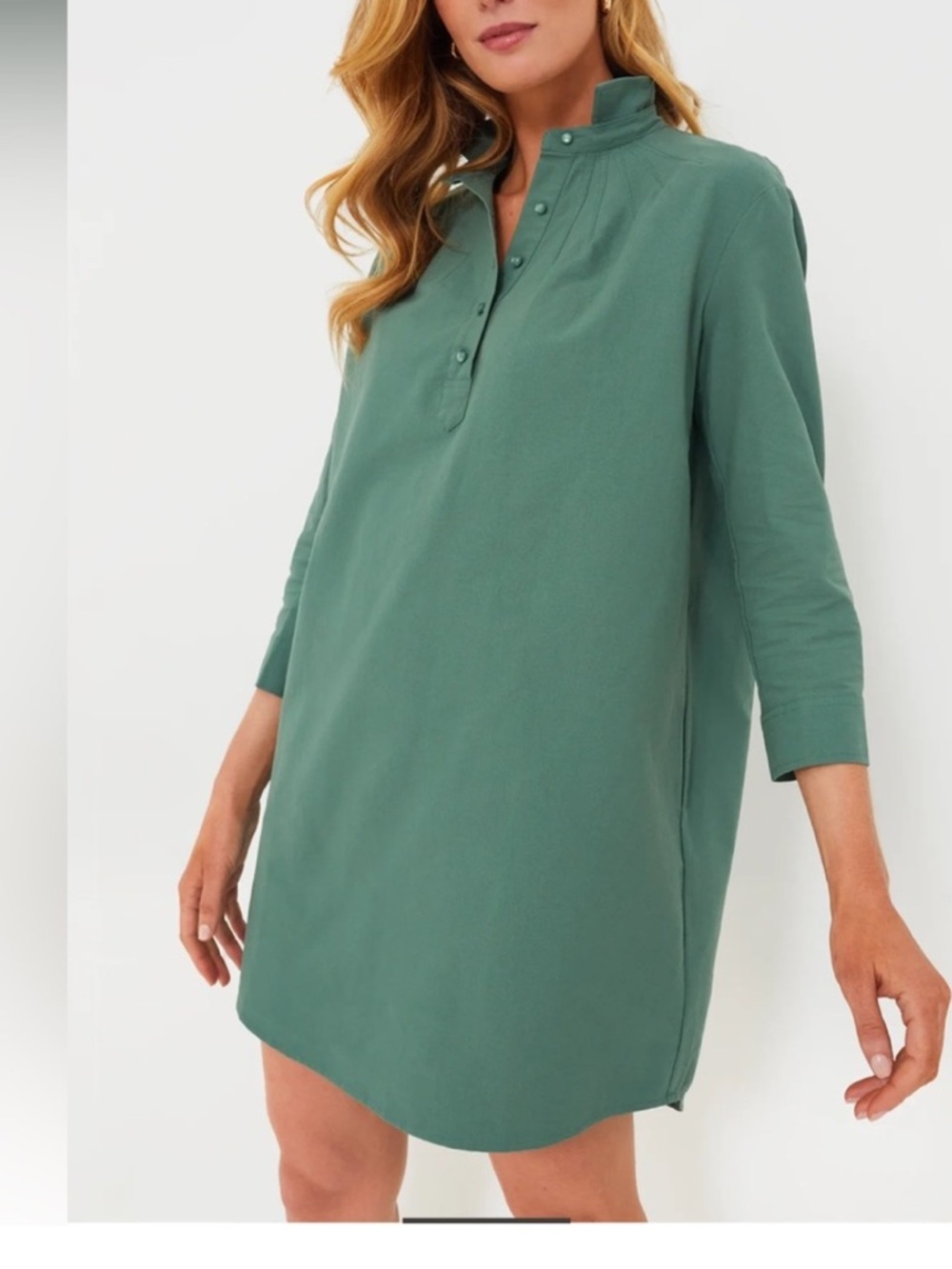 Pomander Place Green Button-Front Shift Dress
